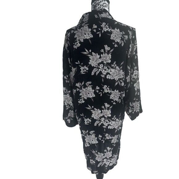 Spiritual Gangster Womens Black & White Floral Kimono Jacket OS Rayon Lightweigh - Picture 3 of 10